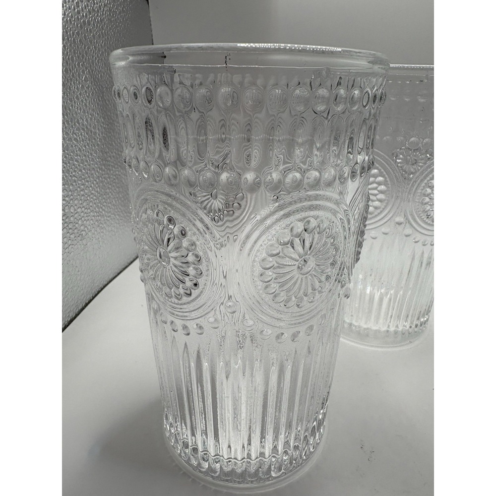 The Pioneer Woman Adeline Clear 16 Oz Embossed Glass Tumblers Set of 4